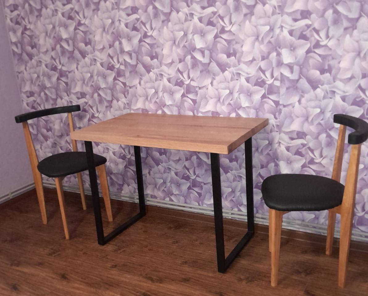 Стол из массива дуба на металлических опорах 100х60 - фото 5