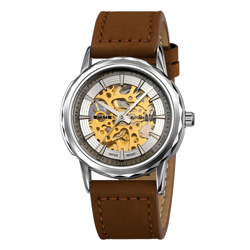 Наручний годинник Skmei M035LSIDKBN Silver/Dark Brown Leather