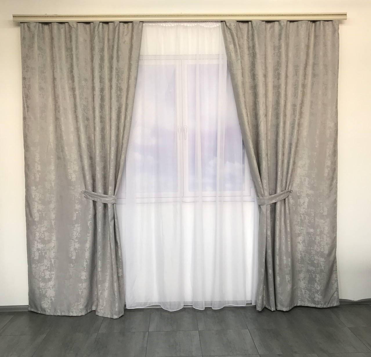 Комплект готовых штор на тесьме ALBO 150x270 см Серый (SH-M23-2)