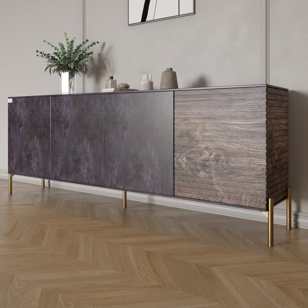 Комод Lion Грей 204x38x76,5 см Бетон темный/Дерево (LION-042664)