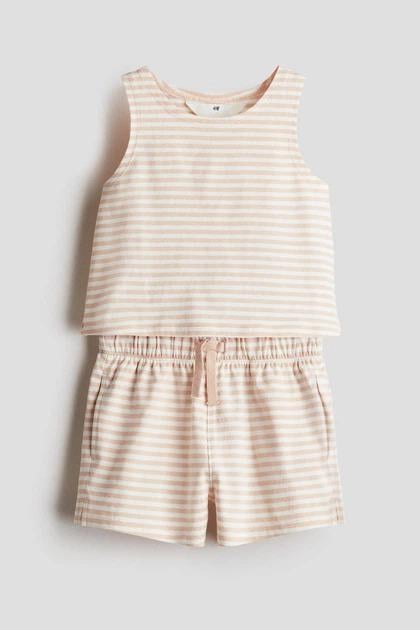 Майка H&M 1290282 Полоски 104 см Бело-розовый Майка H&M 1290282 Полоски 104 см Бело-розовый
