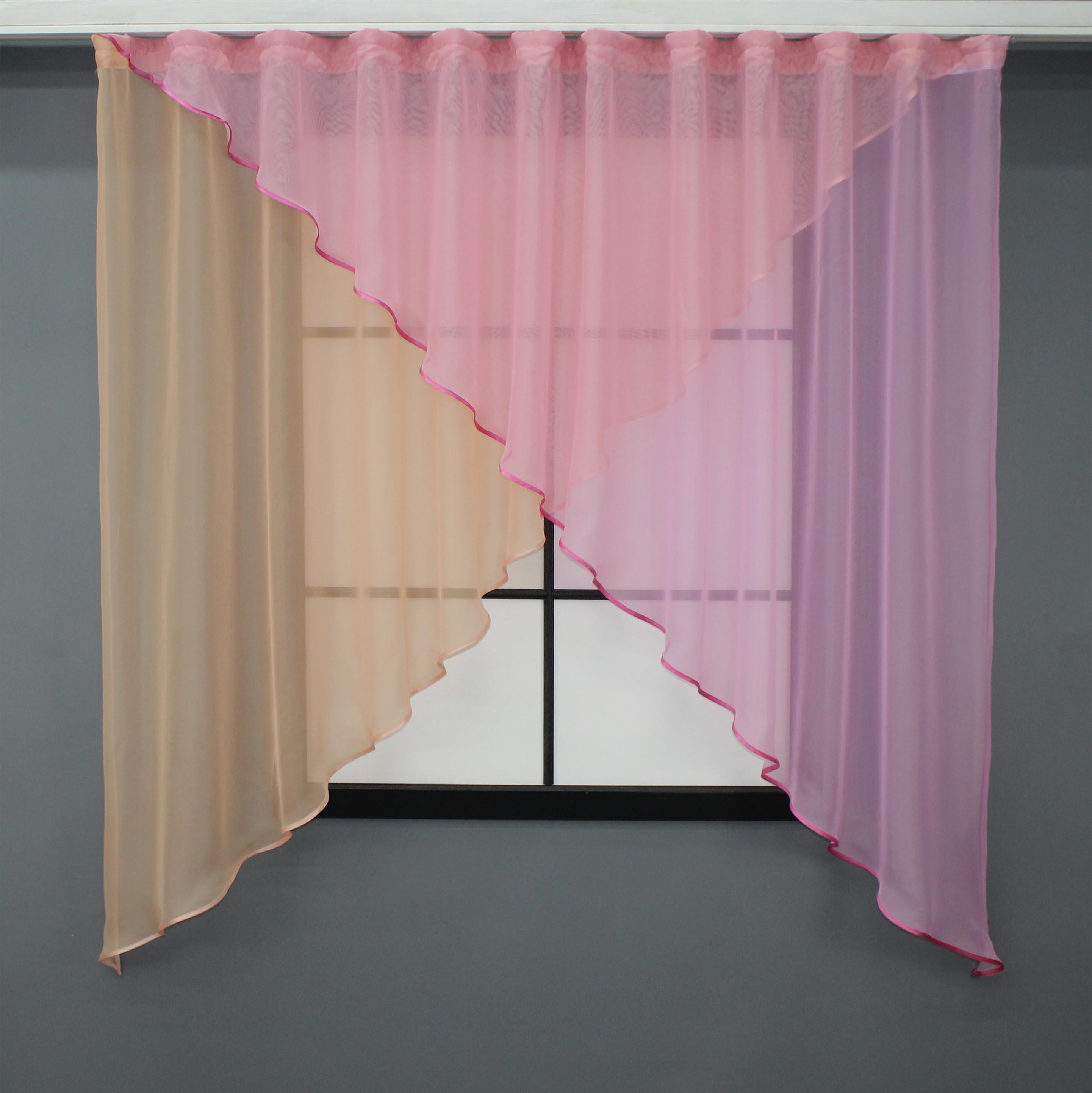 Занавеска кухонная VR-Textil № 053к 280х170 см Персиковый/Розовый (50-150)