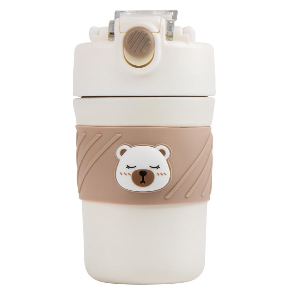 Термос детский Elisey Cute bear с трубочкой 420 мл Белый/Кофейный (9185-007)