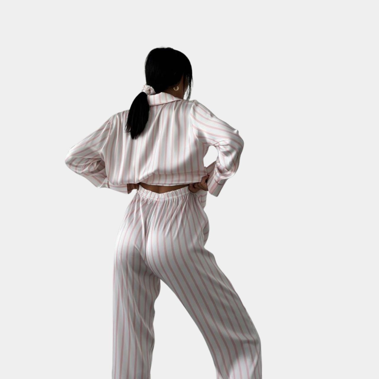 Піжама жіноча сатинова у смужку M Біло-рожевий (№1264) - фото 3 Піжама жіноча сатинова у смужку M Біло-рожевий (№1264) - фото 3