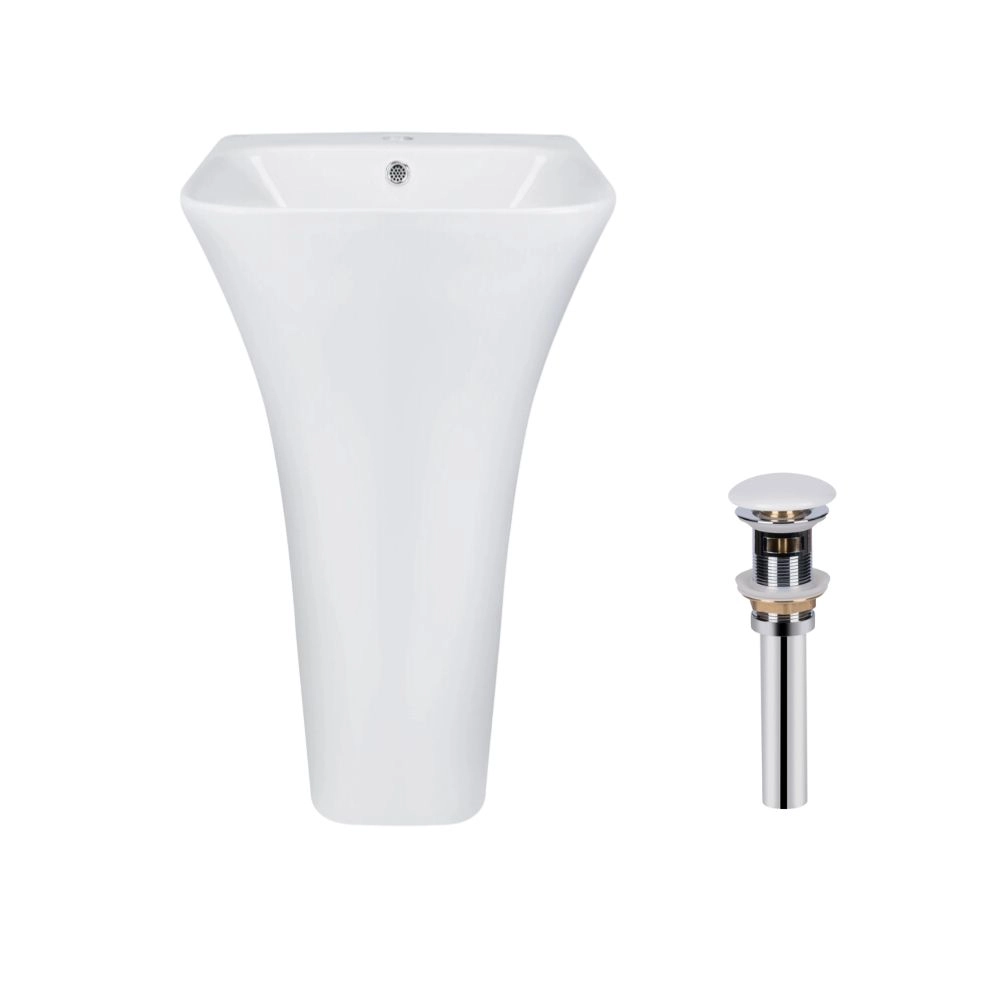 Раковина підлогова Qtap Crow прямокутна з донним клапаном 435x445 мм Білий глянцевий (SD00053445)