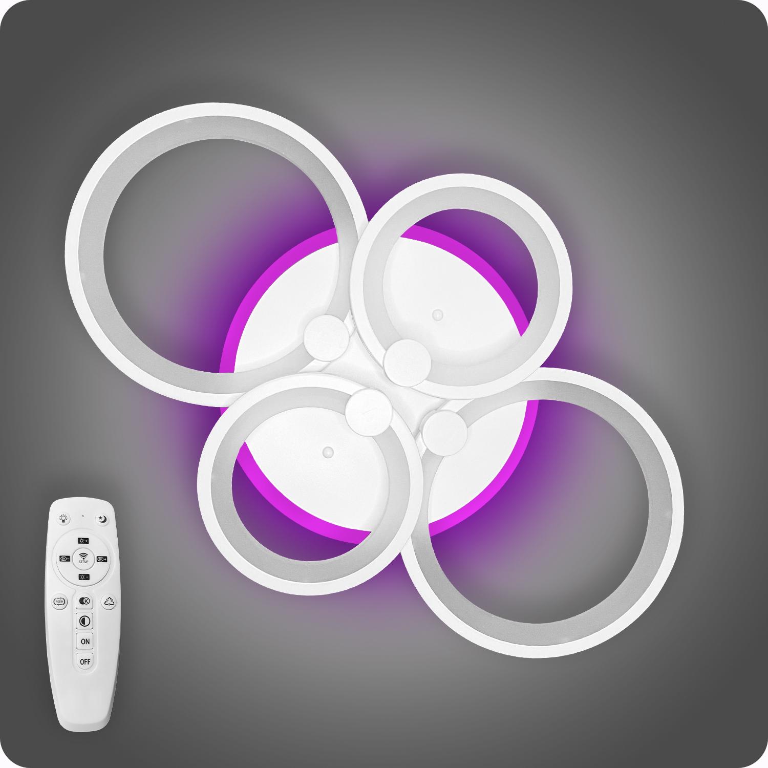 Люстра світлодіодна 517 Dlight 3color з пультом 100 Вт Білий (01920)