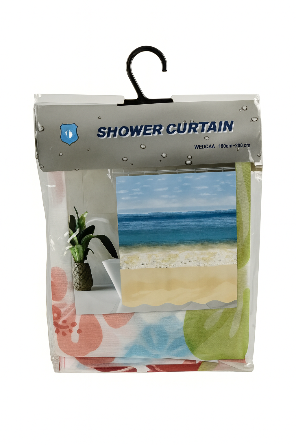 Шторка в ванную с кольцами YM R92253 Цветы 180x180 см Сине-голубой/Розовый (27457128)