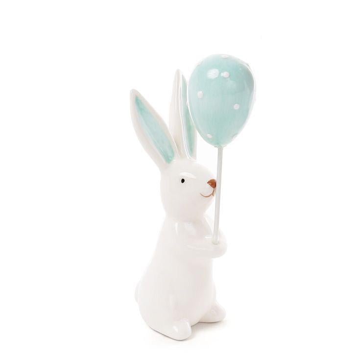Декоративна фігурка BonaDi Кролик з кулькою 14 см Біло-блакитний (872-820)