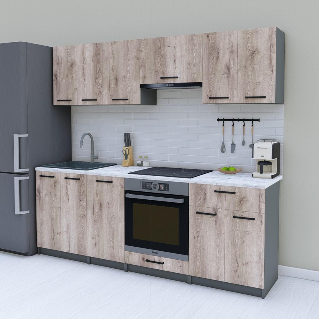 Модульная кухня Opendoors без столешницы 220 см Аликанте/Графитовый (МП34/3)