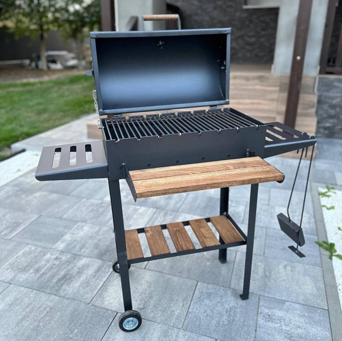 Мангал-барбекю посилений з кришкою та термометром на 8 шампурів 4 мм (537)