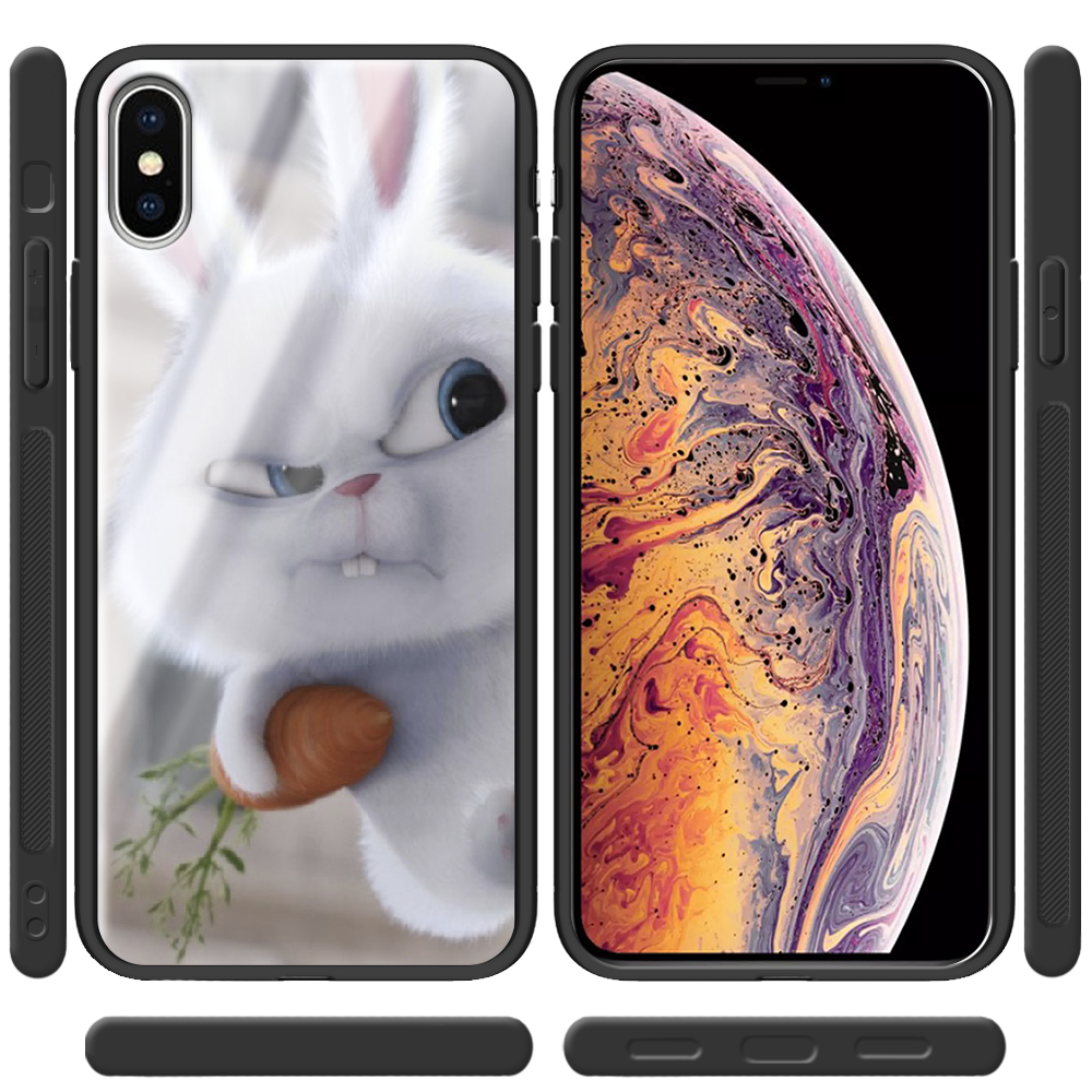 Чехол Boxface iPhone XS Max Rabbit Snowball Черный силикон со стеклом (35321-up1116-37735) - фото 2