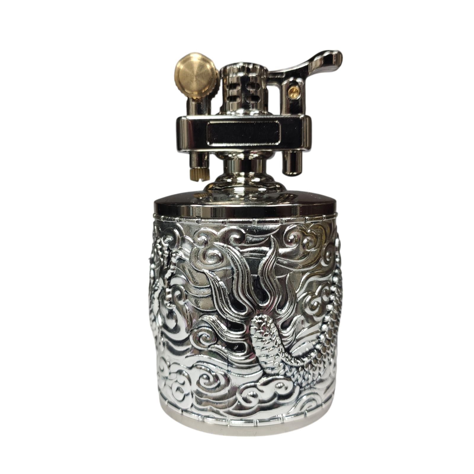 Зажигалка бензиновая Chief CF-206 Dragon and Stone настольная в подарочной упаковке Silver (CF-206)