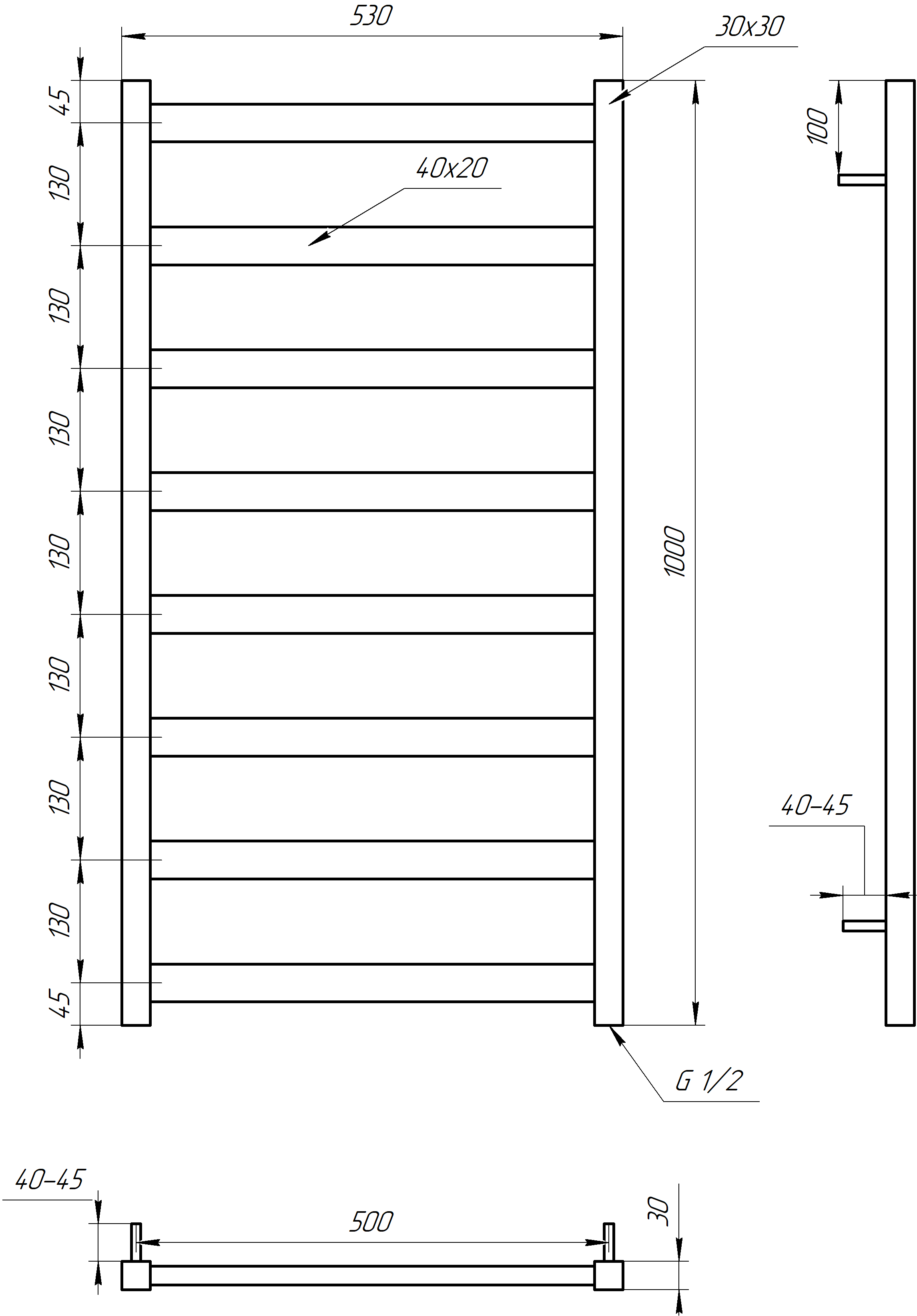 Полотенцесушитель водяной Genesis Aqua Maxi 100x53 см Черный (2291-1) - фото 5