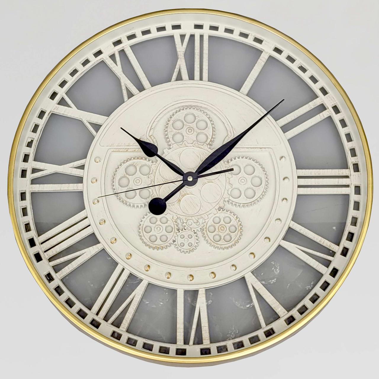 Годинник настінний безшумний OV-0041 51 см з відкритим механізмом шестернями/колещатками під старину (2861666936)