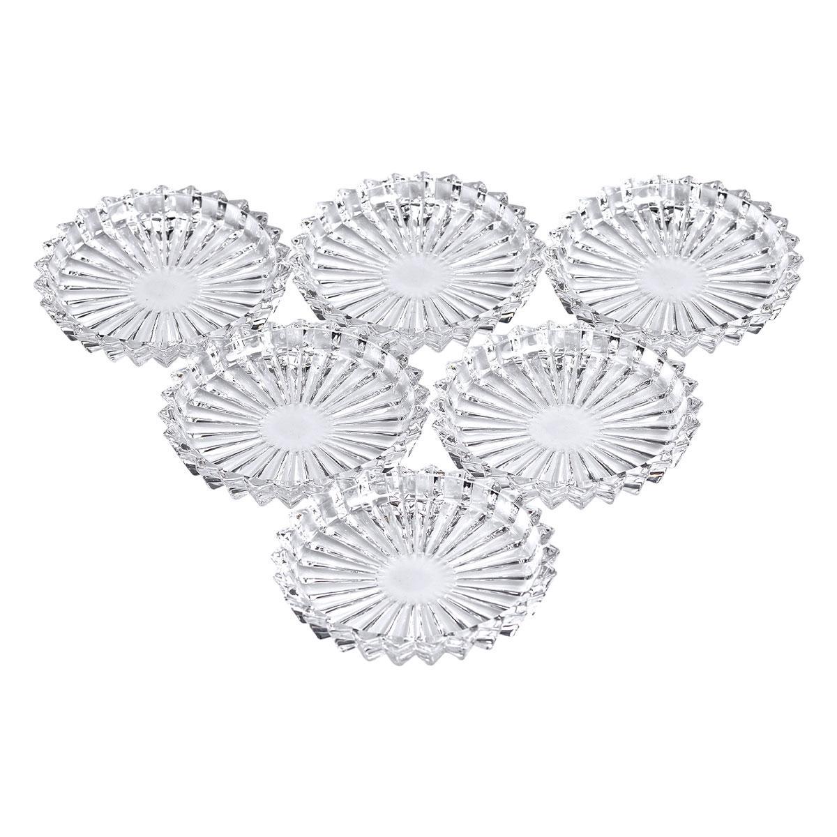 Набір із 6 тарілок для подачі по 12 см скляні Прозорий круглі (HP-YH-31)