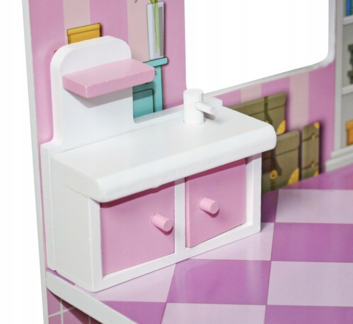 Кукольный домик деревянный PinkPalace с мебелью и террасой (2796175897) - фото 6 Кукольный домик деревянный PinkPalace с мебелью и террасой (2796175897) - фото 6