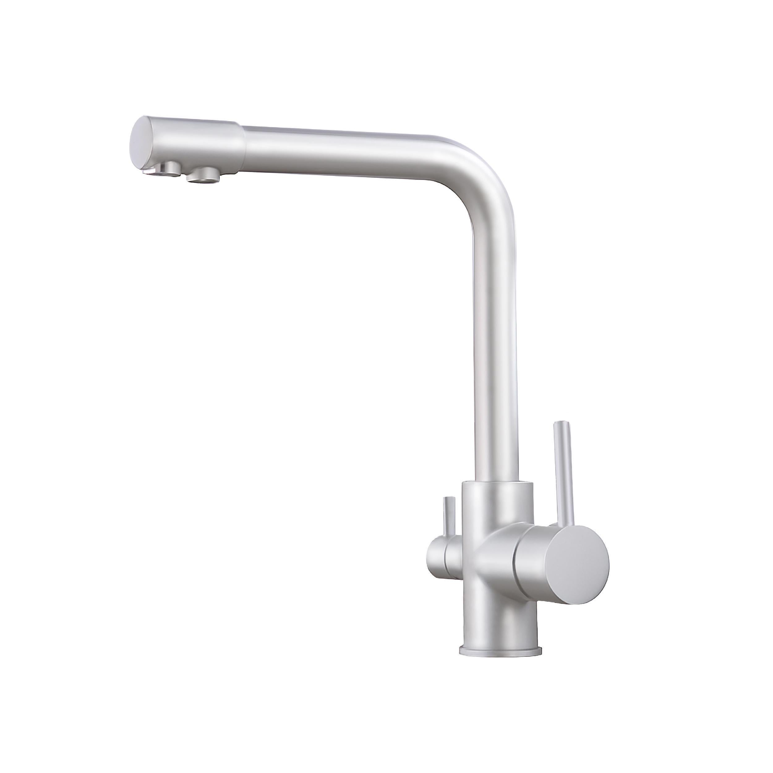 Кухонный смеситель для мойки с подключением к фильтру FADO Malawi двухрычажный Никель (MIX01501BN)