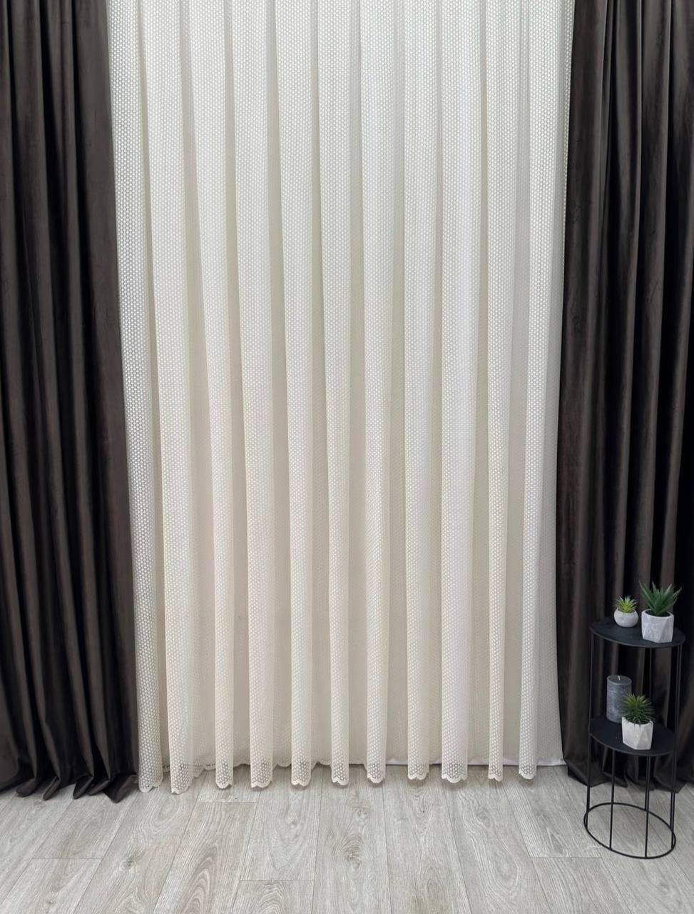 Тюль готовый Гипюр на тесьме 6 см 300х250 см Капучино (1995-Т32)