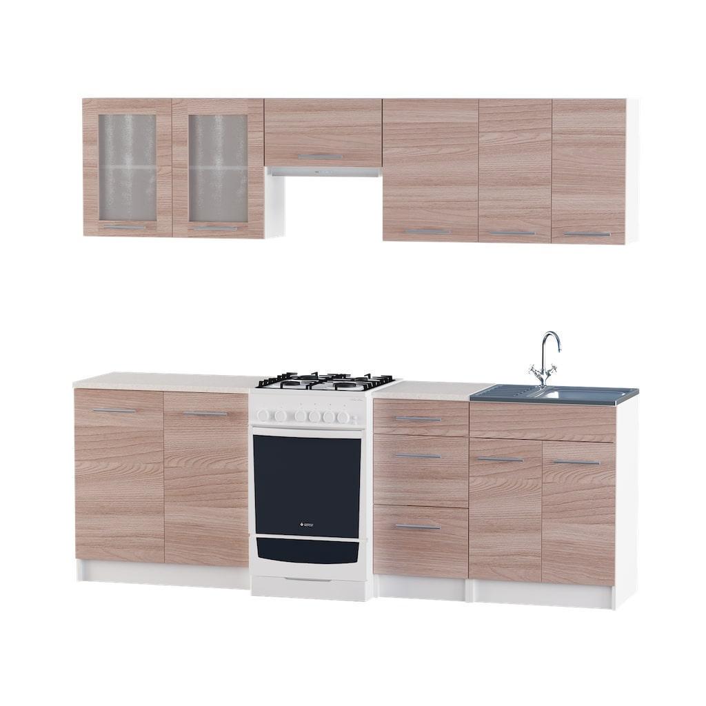 Готова кухня модульна Еверест Еко набір №11 2,3 м Ясень шимо-темний/Білий (DTM-2953)