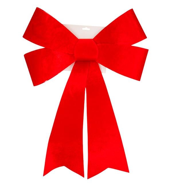 Бант новогодний 52 см Красный бархат (10619)