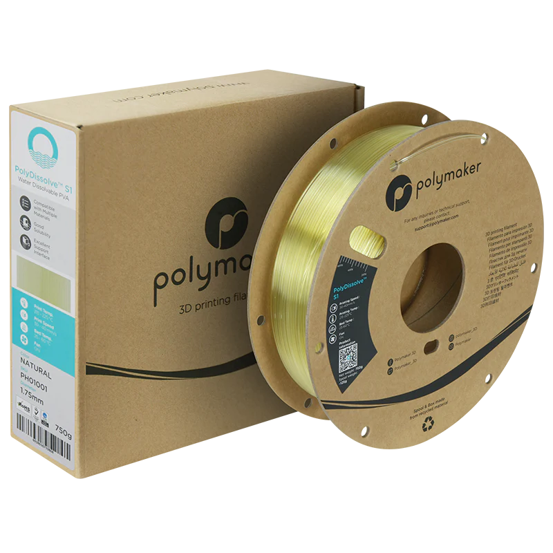 Филамент для 3D-печати Polymaker PolyDissolve S1 PVA 0,75 кг 1,75 мм водорастворимый поддерживающий материал Natural