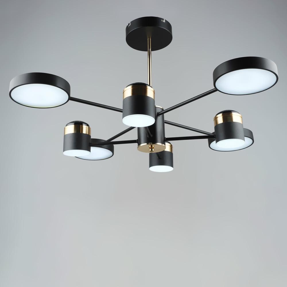 Люстра потолочная светодиодная LED Light House SRS-19700/4+4 BK+FGD Черный/Золотой