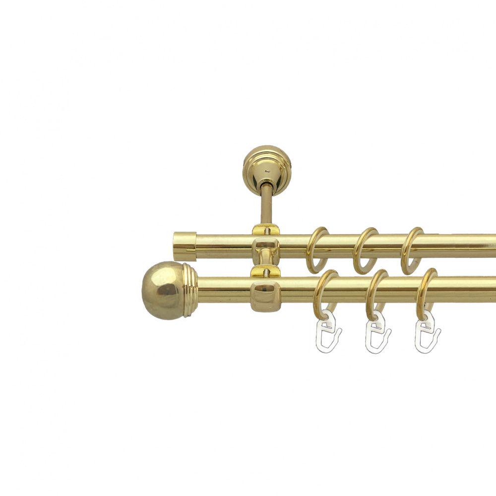 Карниз металлический Orvit Тогда Макс двухрядный открытый/гладкая труба/кольцо металлическое Золото 16/16 мм 160 см (00-00014291)