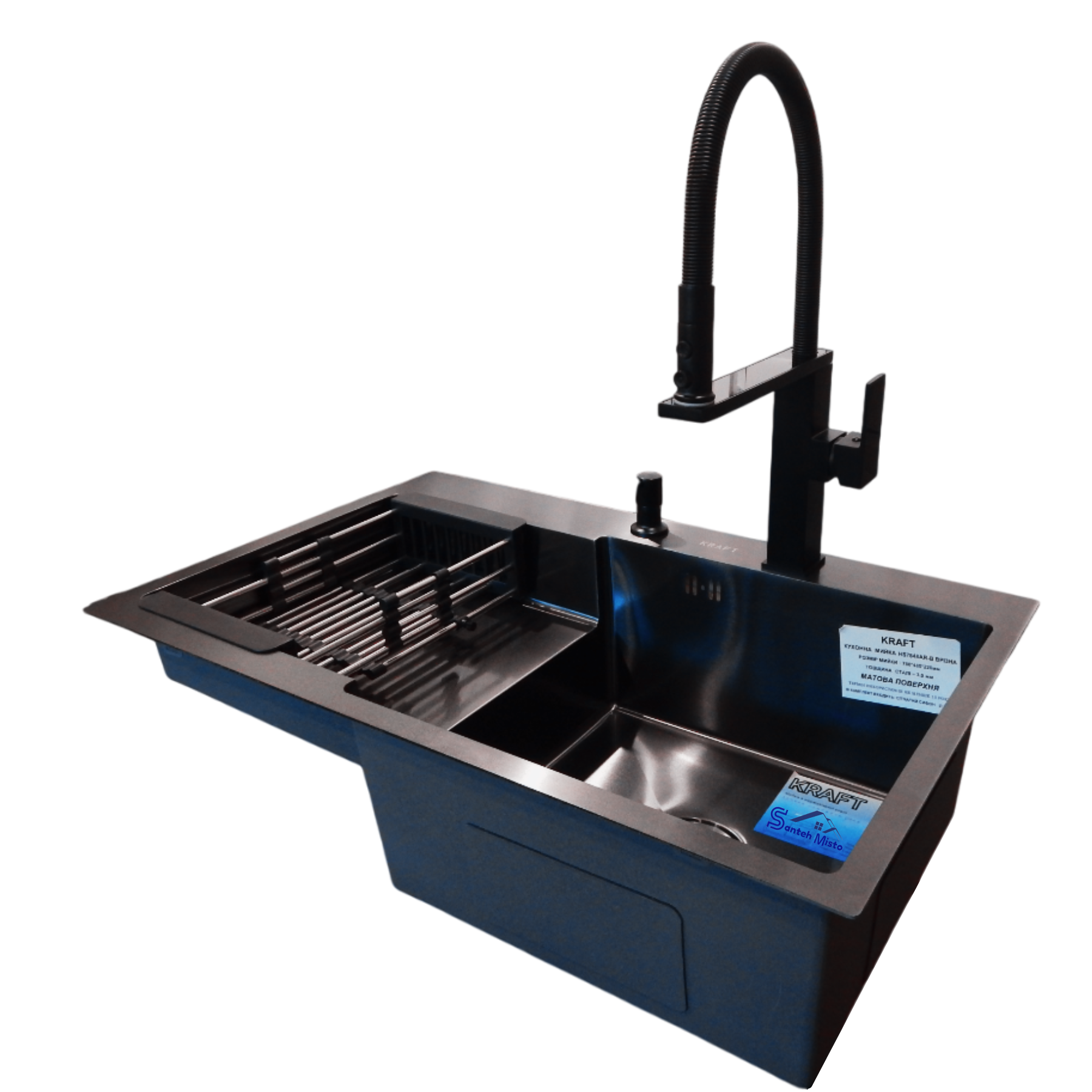 Комплект кухонной мойки Kraft HM 7848ALB PVD 3,0/1,0 мм (39072)