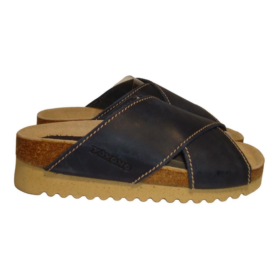 Шлепанцы женские кожаные на платформе Yokono р. 36 23,5 см Синий (098)