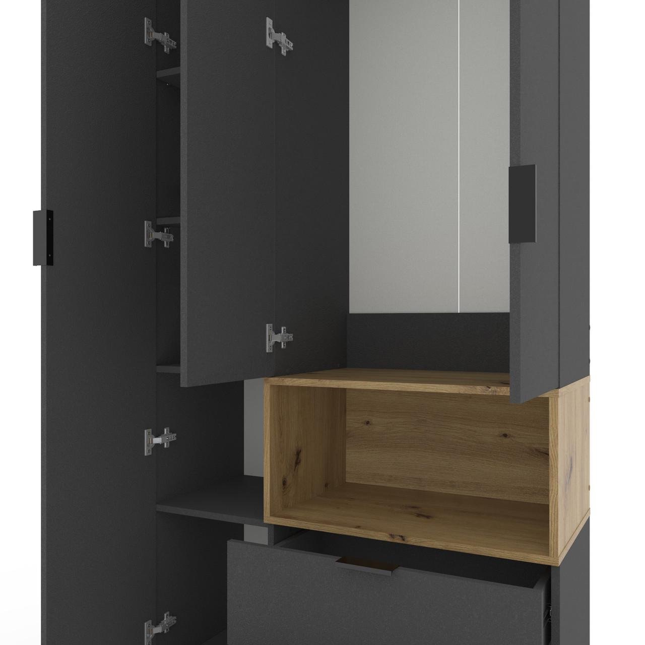 Шкаф Metkas Home A002R ЛДСП 1000x420x2300 мм Антрацитовый/Дуб Артизан - фото 4 Шкаф Metkas Home A002R ЛДСП 1000x420x2300 мм Антрацитовый/Дуб Артизан - фото 4