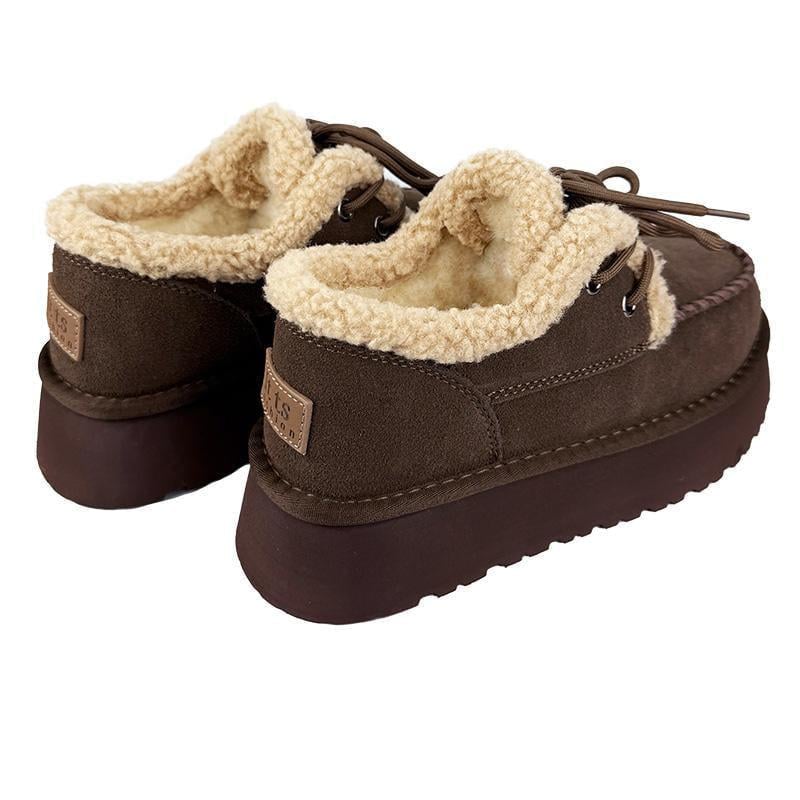 Черевики жіночі хутряні тедді на шнурівці 2055-24 p. 37 23 см Коричневий - фото 4