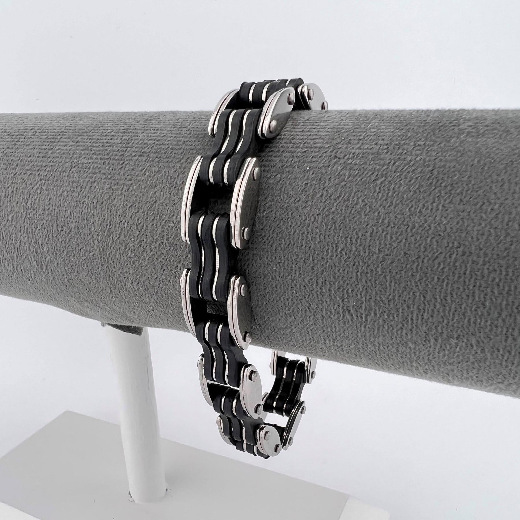 Браслет мужской из нержавеющей медицинской стали с каучуком 22 см (BS-125)