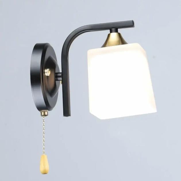 Бра настінне Valeso з квадратним плафоном одинарне Е27 IP20 B N6668/1W Чорний/Мідний (28687015)