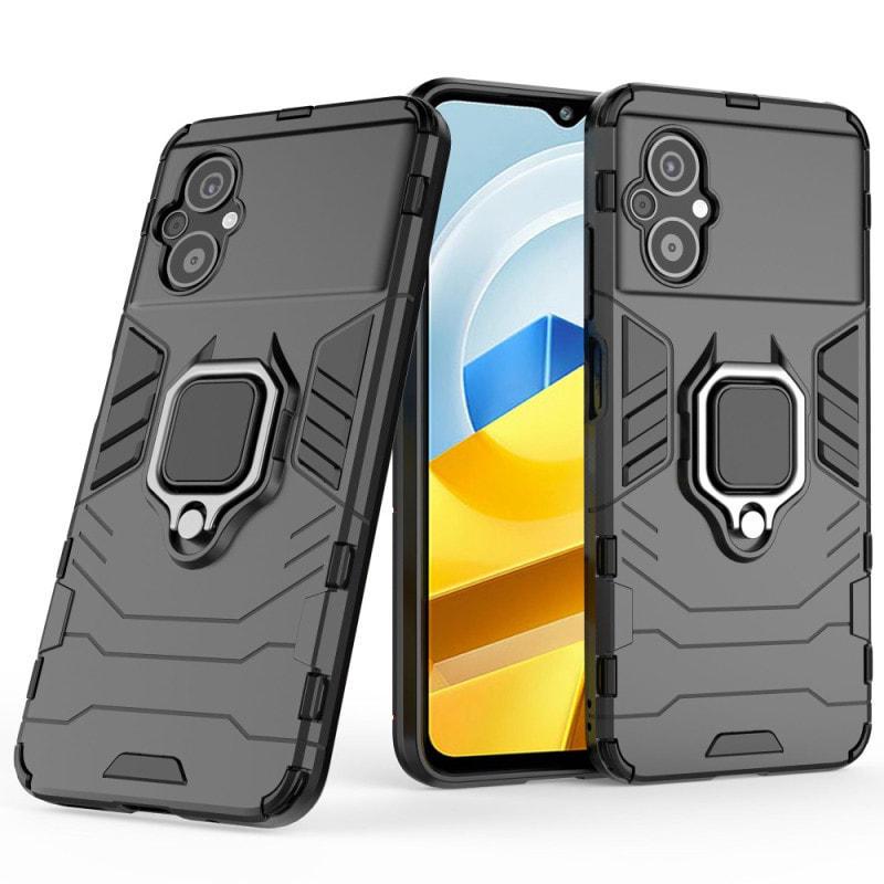 Противоударный чехол Xiaomi Poco M5 (подставка кольцо) Black (30748-2B)