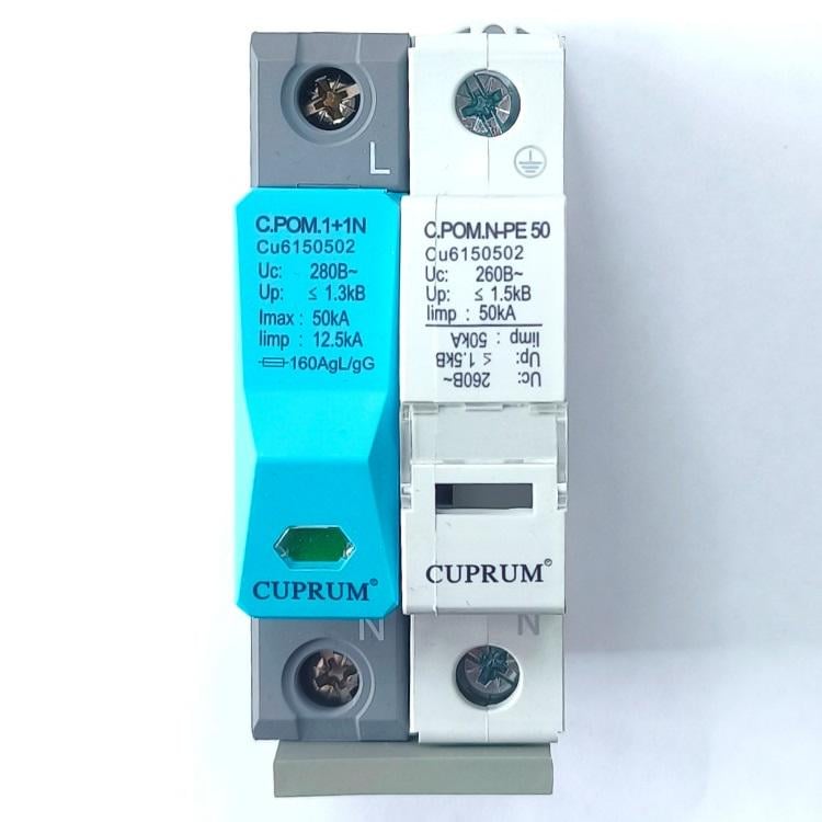 Ограничитель перенапряжения УЗІП 1+NPE 30kA/50kA 12,5kAL-N 50kAN-PE Т1+Т2+Т3 (cu6150502) Ограничитель перенапряжения УЗІП 1+NPE 30kA/50kA 12,5kAL-N 50kAN-PE Т1+Т2+Т3 (cu6150502)