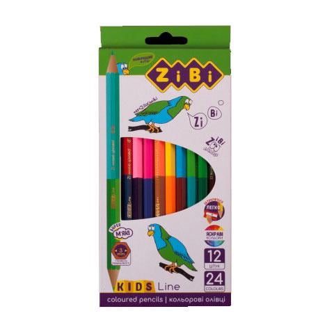 Олівці кольорові ZiBi Kids Line двосторонні 12 шт. 24 кольори (ZB.2463)