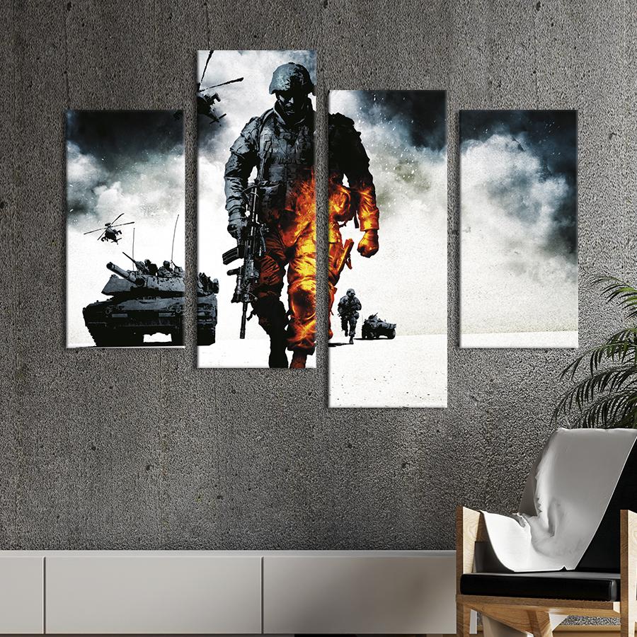 Картина на холсте Культовая игра Battlefield: Bad Company 129x90 см (1461-42)