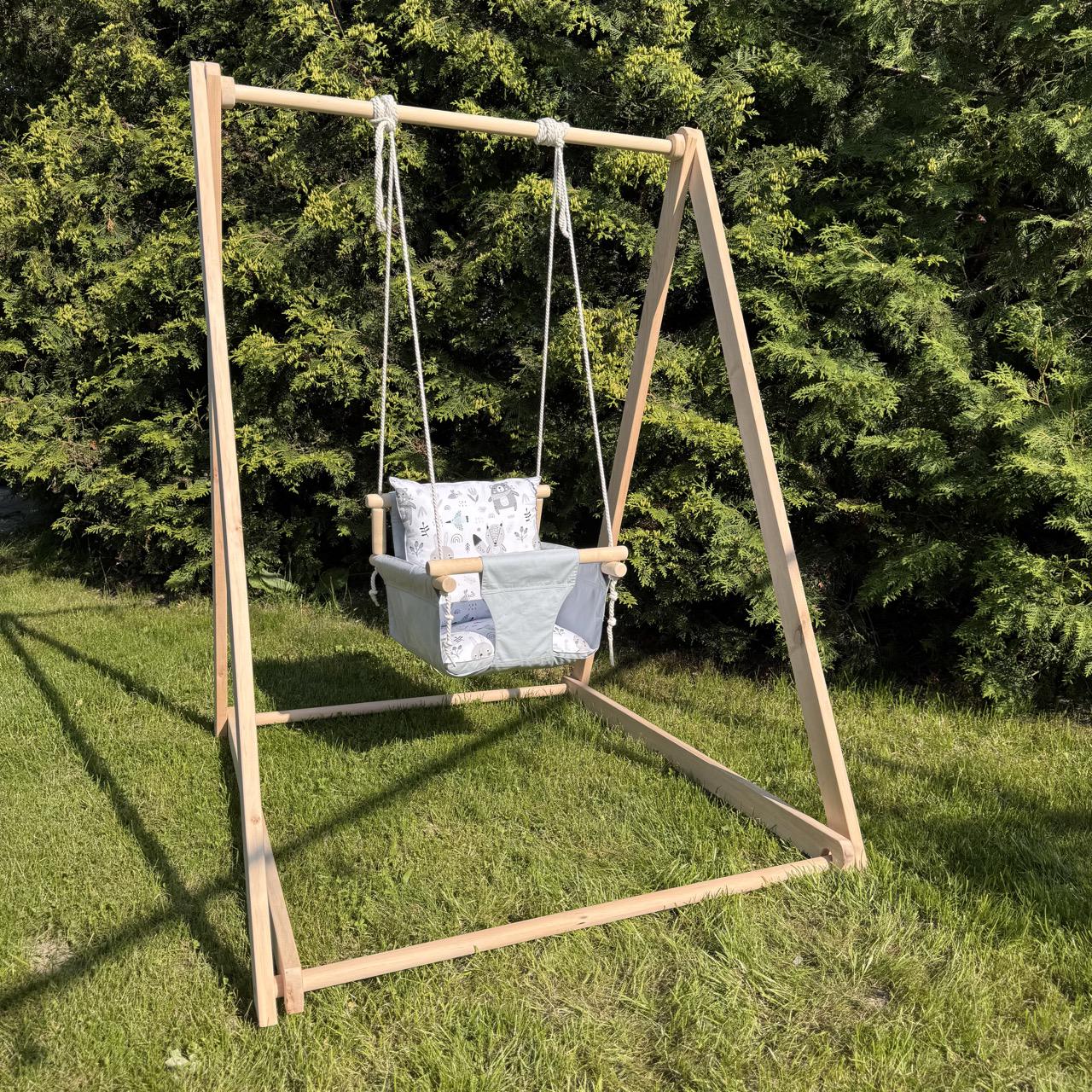 Комплект Деревянная опора/Стандарт из хлопка со зверями Серый (gs-8829)