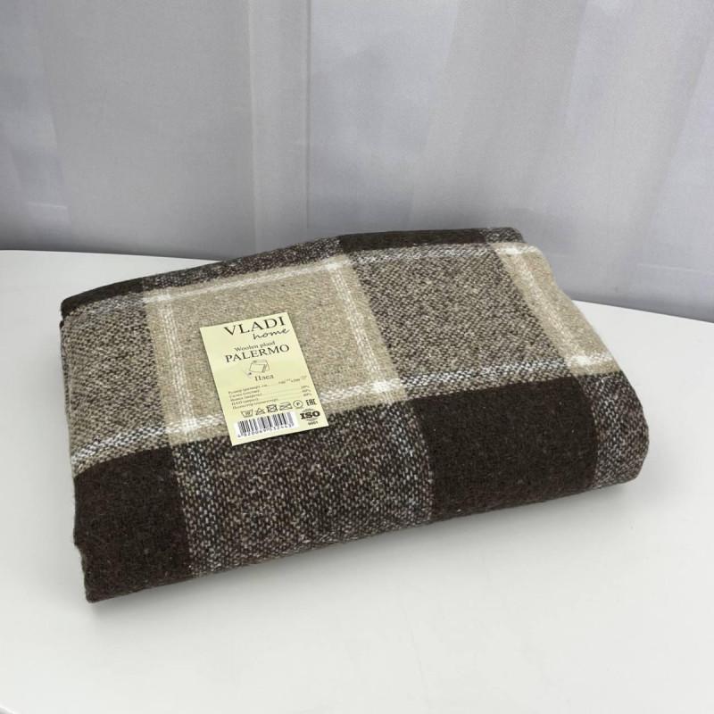 Плед шерстяной Vladi Palermo 140х200 см Коричневая клетка (ПЛ3152)