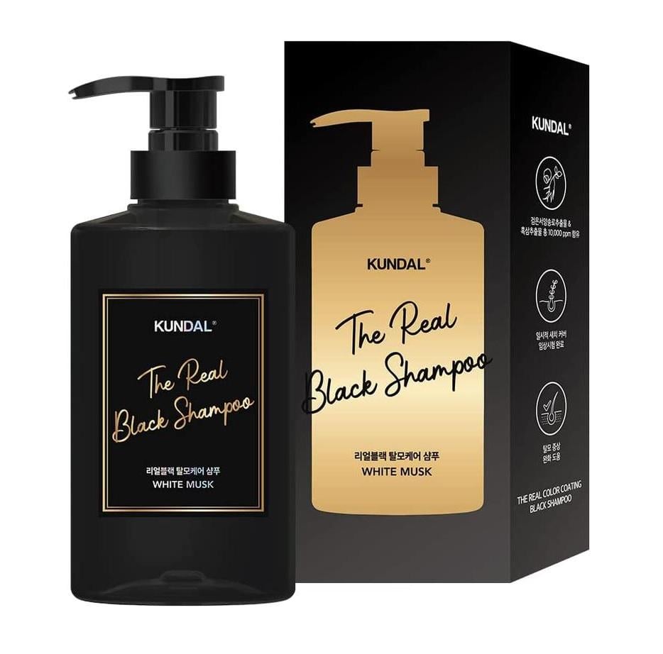 Тонуючий шампунь для брюнеток The Real Color Coating Black Shampoo White Musk Kundal 500 мл (8809809425890)