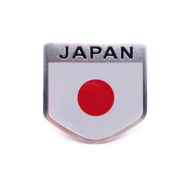 Эмблема алюминиевая флаг Японии с надписью Japan 5х5 см. (1693842874)
