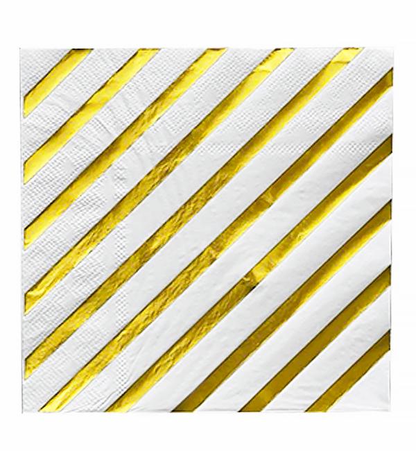 Салфетки праздничные Lines 33х33 см 20 шт. Golden (135518)