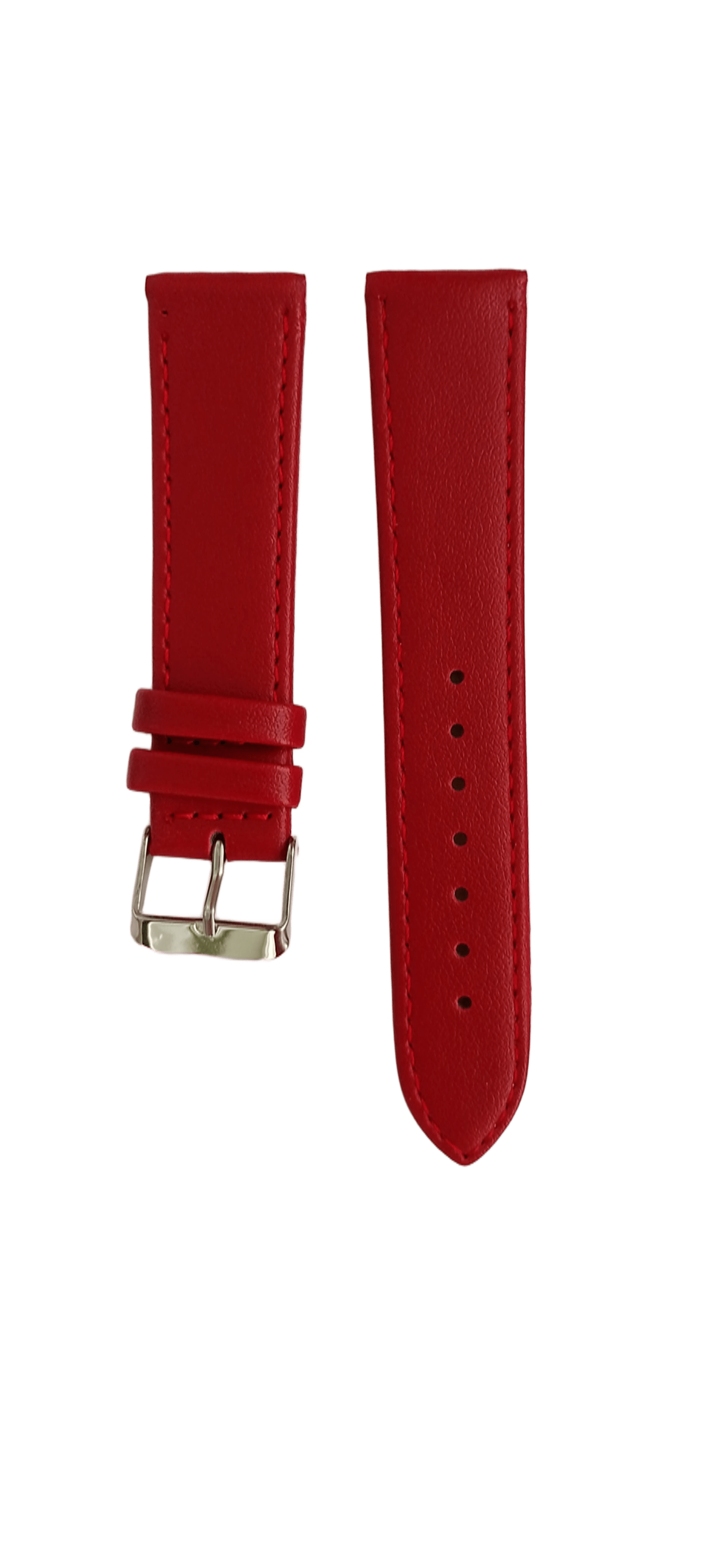 Ремешок для часов кожаный гладкий 20х170 мм Красный (4061)