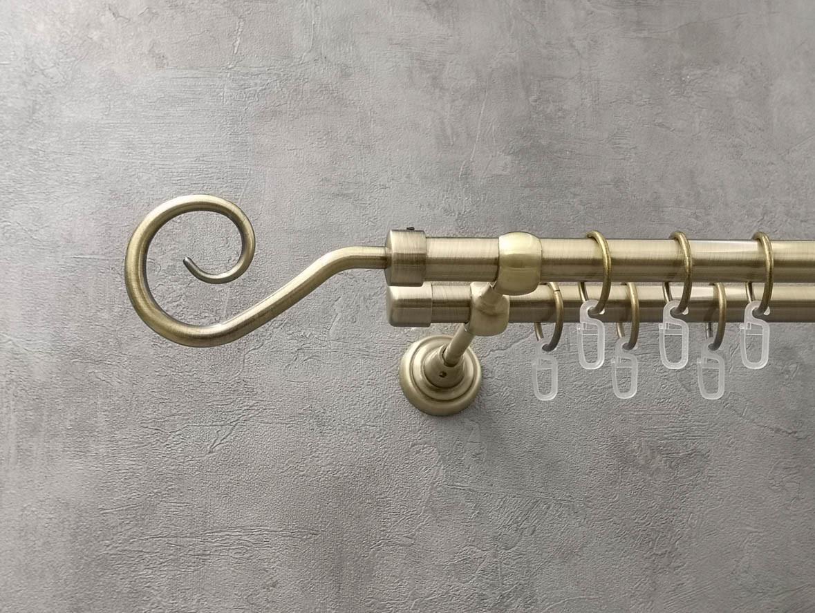 Карниз Quadrum Лукка гладкая штанга двойной открытый 19/19 мм 200 см антик (46976181)