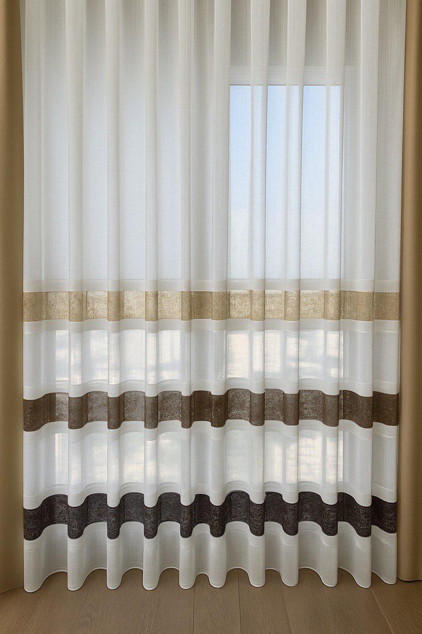 Тюль с горизонтальными полосами 400х300 см - фото 1 Тюль с горизонтальными полосами 400х300 см - фото 1