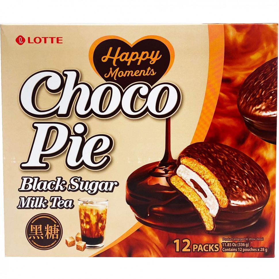 Пирожное шоколадное Lotte Choco Pie Black Sugar Milk Tea 336 г (19567374)