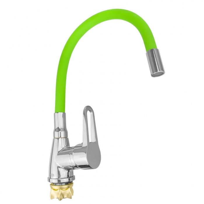 Смеситель для кухни Wezer SOP4-R045 GREEN 1036595 с гибким изливом Зеленый (102376)