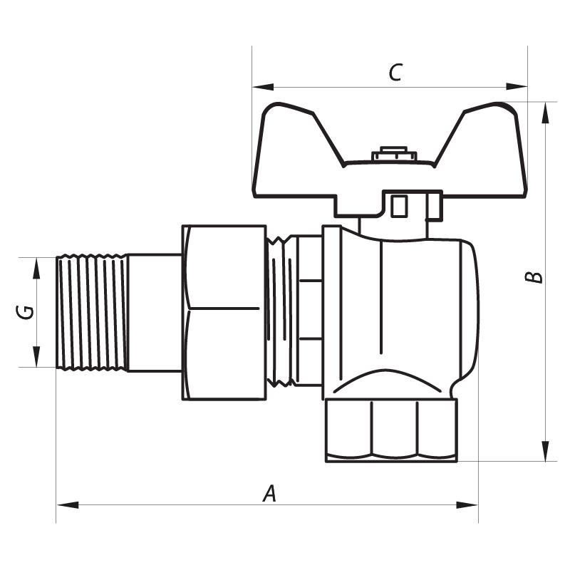 Кран кульовий Nolf NF.941 NF2964 1/2" ВЗ з американкою метелик (81002) - фото 2