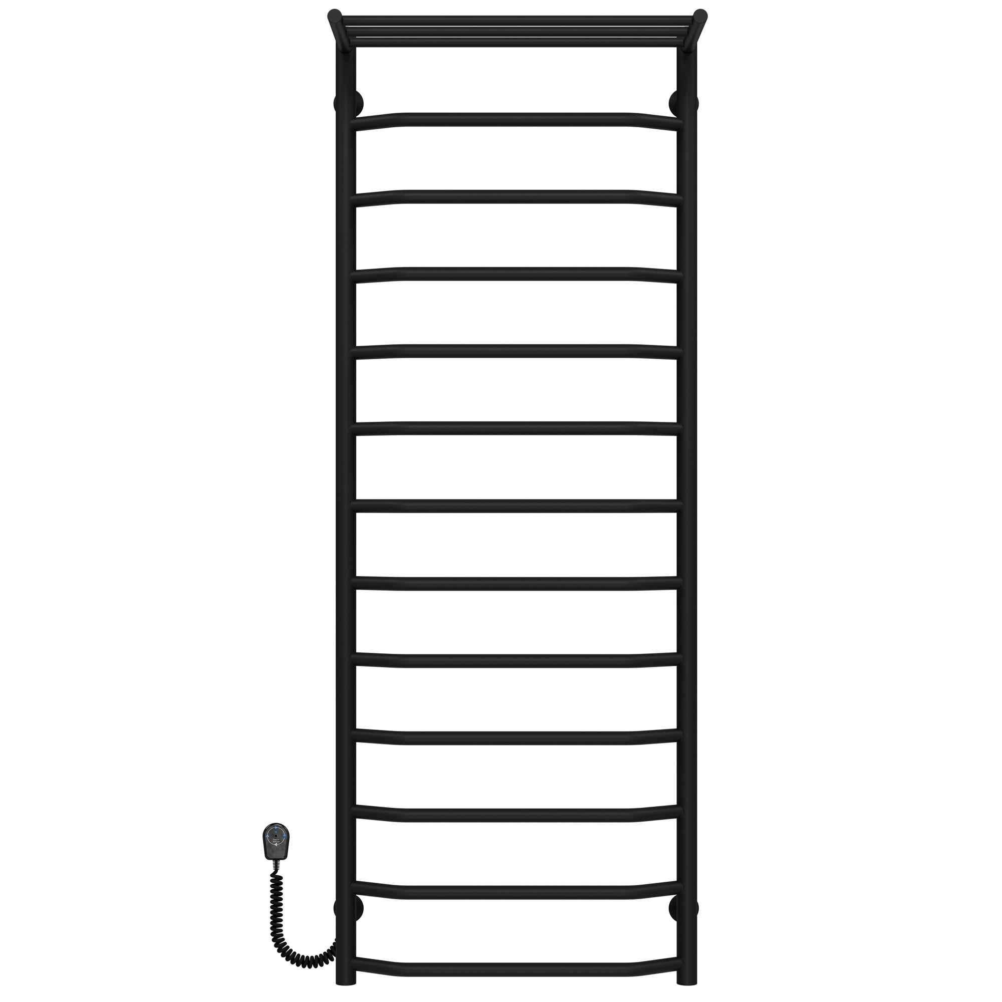 Полотенцесушитель электрический с полкой Deffi Трапеция П13 EF16 левое подключение нержавеющая сталь 500х1400 мм Черный (C.TP.140.50.13.EBL5)