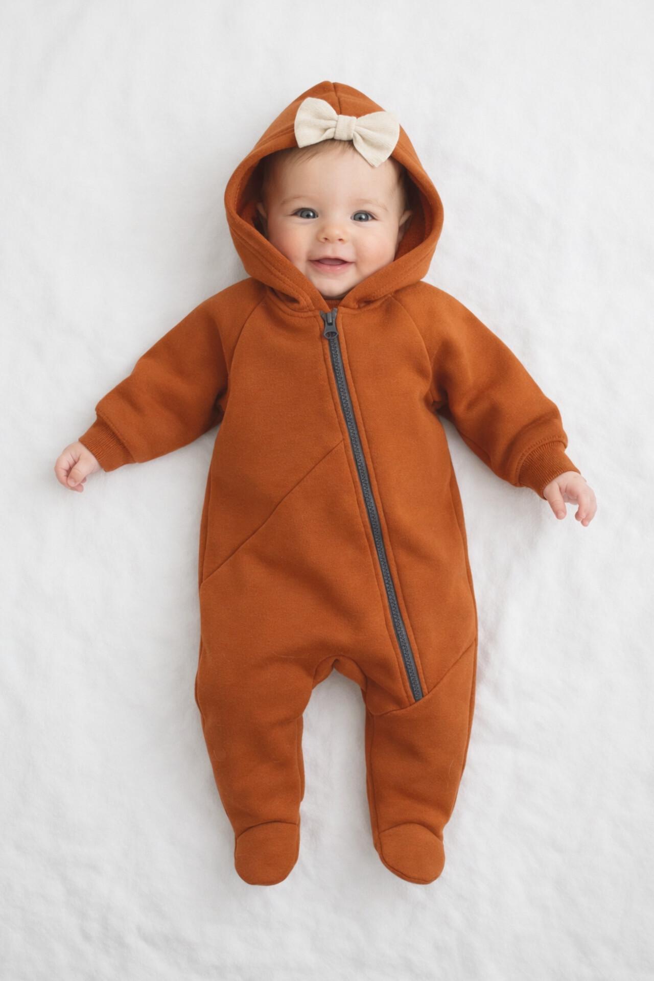 Комбінезон дитячий утеплений Тімі текс з відкритими ручками та закритими ніжками 74 см Охра